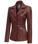 Leather Blazer Womens - Real Lambskin Leather Jackets For Women | [1304954] Brown Bitonto, L