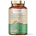 Whole Food Plant-Derived Multi Vitamin 100%+ Daily with TetraSOD® Super Antioxidant - Natural, Non-Synthetic Vitamins - Highly Bioavailable - Zero Additives - UK Manufactured (180 Capsule Pouch)