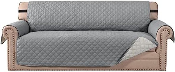 H.VERSAILTEX Sofa Slipcover Reversible Sofa Cover Water Resistant Couch Cover with Adjustable Straps, Washable Couch Cover for Kids, Dogs, Pets (3 Seater Sofa, Light Grey/Beige)