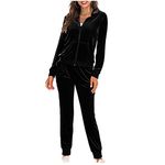 Women Velour Tracksuit,Loungewear Sets Uk Petite,Tracksuits For Women Uk Sale,Co Ord Sets ,Leisure Wear Sets,Two Piece Outfits,Zip Up Coat Top And Drawstring Bottoms,Sportwear Activewear Sweatsuits