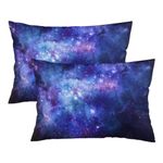 Galaxy Throw Pillow Cover Queen Size Set of 2 Blue Purple Outer Space Nebula Universe Star Night Starry Sky Lumbar Pillow Case Soft Standard Pillow Cases with Zipper Cushion Covers for Bed,20"x30"