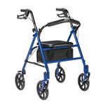 Drive Medical Four Wheel Walker Rollator with Fold Up Removable Back Support, Blue