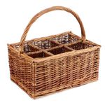 Gadsby 6 Bottle Double Steamed Wicker Bottle Carrier Picnic Bottle Basket