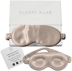 Colorado Home Co Sleep Mask, Silk Eye Mask for Sleeping, Lash Extension Eye Mask for Sleeping, Travel Sleep Mask, Blackout 3D Eye Sleep Mask for Women and Men, Silk Contoured Sleep Mask Nude Champagne