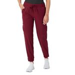 Hanes Women's Scrubs Cargo Joggers, Healthcare Scrub Joggers for Women, Moisture Wicking, Afternoon Burgundy, Small