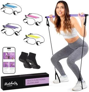 Stretched Fusion Pilates Bar Kit with Resistance Band for Home Workouts | Multifunctional Home Pilates Kit Set for Women & Men | Workout Bar for Legs, Hip, Waist and Arm, Includes 3 Bonuses - Purple