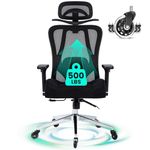 Office Chair 500lbs Ergonomic Mesh Desk Chair for Heavy People, Heavy Duty Office Chair with Wide Thick Seat Cushion, 4D Armrest, Adjustable Headrest & Lumbar Support Computer Chair