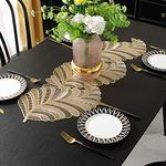 Hosoncovy PVC Hollow Table Runner Non-slip Decorative Table Mats Placemat for Home Party Kitchen Dining Wedding Decor (92CM X 33CM) (Gold)