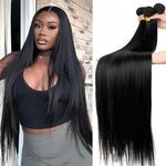 12A Straight Bundles Human Hair 22 24 26 Inch 100% Unprocessed Human Hair Bundles Brazilian Weave 3 Bundles Remy Virgin Hair Extensions Natural Color For Women