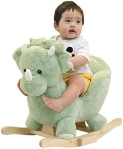 Rock My Baby Rocking Horse Green Dinosaur with Chair, Plush Stuffed Animal Rocker for Toddlers 1-3, Baby Rocker with Sweet Music, Wooden Rocking Horse Baby Animal Rocker,CPC Certified