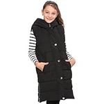 A2Z Kids Girls Down Vest Fashion Oversized Hooded Quilted Gilet Padded Long Line Vest Jacke - Gilet 934 Black 7-8