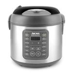 AROMA Professional Digital Rice Cooker, 10-Cup (Uncooked) / 20-Cup (Cooked), Multicooker, Slow Cooker, Steamer, Oatmeal Cooker, Egg Cooker, STS, 5 Qt, Gray, ARC-5200SG