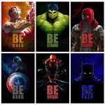 SWASUM Superhero's Motivational and Inspirational Quotes Wall Posters, (Iron Man, Batman, Dead Pool, Superman, Spiderman, Hulk), 12X18 Each, Pack of 06 (VINYL)