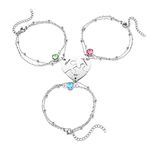 Top Plaza Best Friend Bracelets for 3 Friendship BFF Bracelets Matching Puzzle Heart Relationship Bracelets for Young Women Friendship Jewelry Best Friend Birthday Gifts, Stainless Steel, not-known