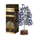 YATHABI Lapis Lazuli Crystal Money Tree Feng Shui Chakra Sculpture Figurine Healing Gemstone Trees of Life Handmade Reiki Healing Aura Cleansing for Good Luck Home Decoration Silver Wire Size 10 Inch