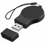 Mizi Portable Samsung Galaxy Watch 7/6/5/4/3 Charger USB Travel Cordless Wireless Charger Keychain for Samsung Galaxy 4 Classic Watch 3 Active Active 2 Gear S3 - Black