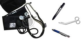 Elite Medical Instruments EMI NK442-5 Piece Nurse Kit Set - Sprague Rapport Stethoscope and Aneroid Sphygmomanometer Manual Blood Pressure Set, Reusable Penlight, 5.5'' Lister Bandage Scissors