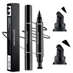 Leogony 2PCS Winged Eyeliner Stamp, 2 in 1 Black Waterproof Eyeliner Stamp Wingliner, Long Lasting Wing Liquid Eye Liner Pen