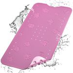 BathTide Rubber Bathtub Mat Non-Slip Shower Mats for Kids & Elderly, BPA Free Large Bath Tub with Suction Cups Strong Grip & Drain Holes, Machine Washable, 31.4 X 15.7 Inch, Pink