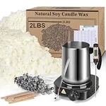 Soy Wax Candle Making Kit Supplies, DIY Art&Crafts Kit for Adults,Beginner,Kids, Including 2lbs Soy Wax Flakes, 100 Candle Wick, 10 Centering Devices, Melting Pot (with Hot Plate)