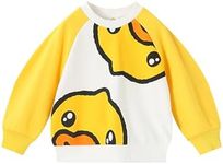 B.Duck Girls Boys Sweatshirt Cute Cartoon Yellow Duck Graphic Printed Crewneck Pullover Long Raglan Sleeve Tops for Yellow Size 11-12 Years