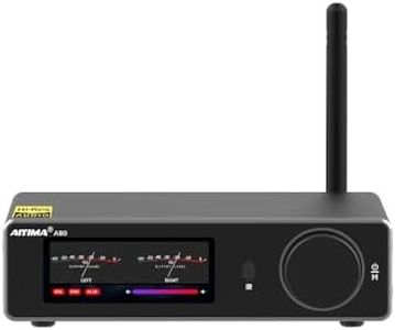 AIYIMA A80 Bluetooth Stereo DAC Amplifier TPA3255,PFFB & Digital VU Meter | USB Coax Opt & TRS Balanced Input,Pre-Out,12V Trigger,Tone &Remote,Hi-Res ESS9038Q2M Integrated Amp for 2.0/2.1 Home Theater
