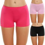 Ekouaer Boyshort Panties Women's Soft Underwear Briefs Invisible Hipster 3 Pack Seamless Boxer Brief Panties S-XXL, A-black/Pink/Rosered, Large