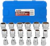 ABN Universal Spline Socket Set – 18 Piece Metric Socket Tool Set, 3/8in Drive Socket Set Spline Tool