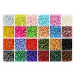 Bala&Fillic About 24000pcs in Box 24 Multicolor 12/0 Glass Seed Beads Transparent Silver Lined Seed Beads, 2mm Round, Hole 0.8mm (1000pcs/Color, 24 Colors)