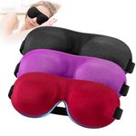 YIVIEW Sleep Mask Pack of 3, Upgrade 100% Light Blocking 3D Eye Masks for Sleeping, Ultra-Thin Sides for Side Sleeper, Blindfold for Men Women