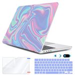 HOHAIYOO Compatible with Newest MacBook Pro 16 inch Case 2022 2021 Release A2485 with M1 Pro/M1 Max Chip, Hard Print Case Shell + Keyboard Cover + Screen Protector + Webcam Cover, Abstract Liquid