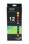 BRUSTRO Artist's Acrylic Colour | Set of 12 Colors X 12ml Tubes | Ideal for Students and Adults, DIY, Rich Pigment, Non-Craking Paint for Canvas, Wood, Leather, Portrait, Pouring Medium Art