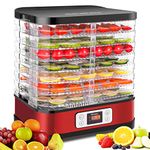 Homdox 8 Trays Food Dehydrator Machine with Fruit Roll Sheet, Digital Timer and Temperature Control, 400W Dehydrators for Food and Jerky, Meat, Fruit, Vegetable, Herbs, BPA Free, Red(Latest Model)