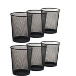 Goodwill Tech Mesh Dustbins, Pack Of 6 (Large) Metal Mesh Recycling Bins Waste Basket For Home/Office/Hospital/College/School -Black, Open-Top