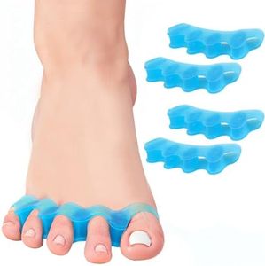 4Pcs Toe Separators,H HOME-MART Soft Gel Toe Spacers to Correct Bunions and Restore Toes to Their Original Shape,Bunion Corrector Toe Spacer Toe Straightener Toe Stretcher Toe Correctors (Blue+Blue(2 Pairs))