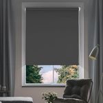 Window Roller Shades Blinds, 100% Blackout Gray Roller Blinds Quick Installation Roller Shades Blackout for Bedroom