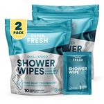 Super Fresh FunkBlock Shower Wipes - Large Body Wipes for Hygiene, Camping Wipes, Gym & Travel. No Rinse Bathing Wipes with Aloe & Vitamin E. Unscented. Bag of (20) Individually Wrapped Wipes