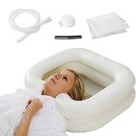 Inflatable Shampoo Basin for Bedside, Shampoo Tub for Locs, Portable Shampoo Bowl for Elderly, Disabled, Pregnant, Injured, Bedridden, Handicapped, Hair Washing Tray for Sink at Home (White)