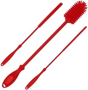 Kitchiny 12.5" Silicone Bottle Brush & Straw Cleaner Brush Set | Water Bottle Cleaner for Hydro Flasks, Tumblers, Glassware, Vases and Narrow Neck Containers
