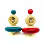 Zantva Wooden Spinning Tops Toys for Kids (Lattu/Buguri/Bongaram) | 3+ Years | Lattu Spinning Toy | Handcrafted in India (Blue_Red)