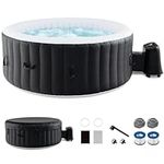 Goplus Inflatable Hot Tub, 2-4 Person Blowup Pool Hottub w/110 Air Jets, Heater Pump, Filter Cartridges, Insulated Cover, Ground Cloth, Portable Outdoor Water SPA (70’’ Round, 2-4 Person)