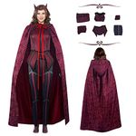 Wanda Maximoff Costume, Wanda Costume Adult Women, Scarlet Witch Costume Halloween Costume Suit With Wanda Cloak Headpiece Halloween Party Props, M