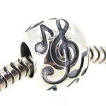 Queenberry Sterling Silver Treble G Clef Melody Music Note Bead for European charm Bracelets Necklaces