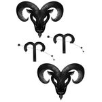 Aries Zodiac Sign Temporary Tattoo - 1 Sheet of astrology fake tattoos | Black | Aries Constellation Tattoo, Waterproof Transfer Tattoos, men, woman - TATTOO YOUR STYLE