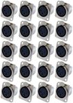 GLS Audio XLR Female Jack 3 Pin - Panel Mount Jacks D Series Size XLR-F - 20 Pack
