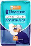 Because Maximum Incontinence Booster Pads for Men and Women, Adds 2 Cups Extra Absorbency to Adult Diapers, Discreet, Adhesive Strip Backing, Unisex