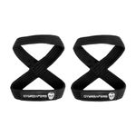 Figure 8 Lifting Straps For Deadlift, Powerlifting, Strongman, & Cross Training (Black, Medium)