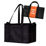 NZ HomeInsulated Food Delivery Bag (Large) Grocery Cooler Bag, Thermal Pizza Delivery & Catering Tote, Heavy Duty & Foldable Food Carrier (Black)