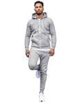 989Zé ENZO Mens Full Tracksuit Set Long Sleeve Zip Up Hoodie Jacket Sweatshirt and Casual Fleece Sweatpants Joggers HD577 + JG579 TRACKSUIT GREY M