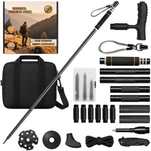 15-in-1 Tactical Hiking Stick, Aluminum Survival Walking Stick Self Defense